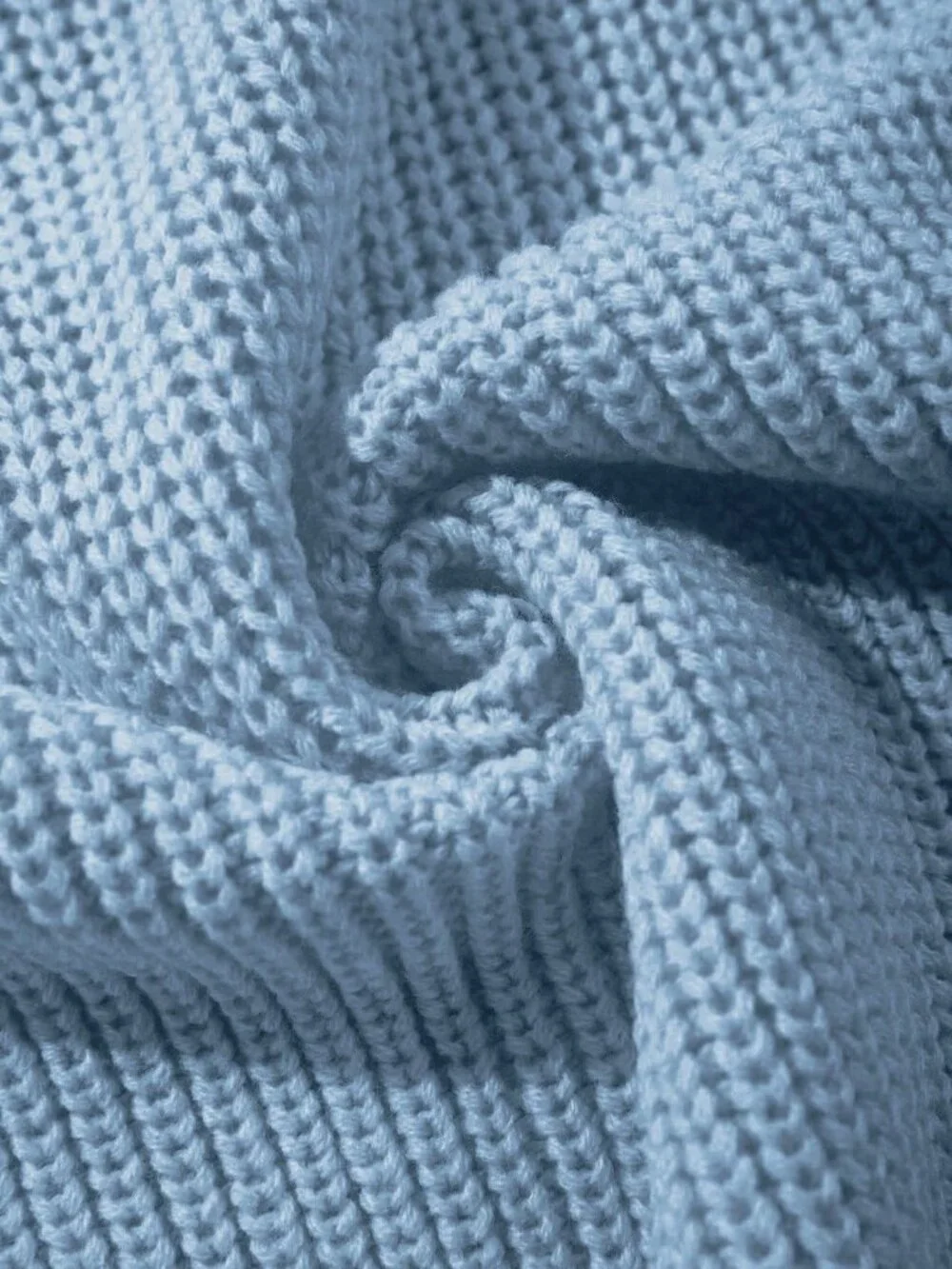 Baby Blue Casual Women Ribbed Long Sleeve Sweater
